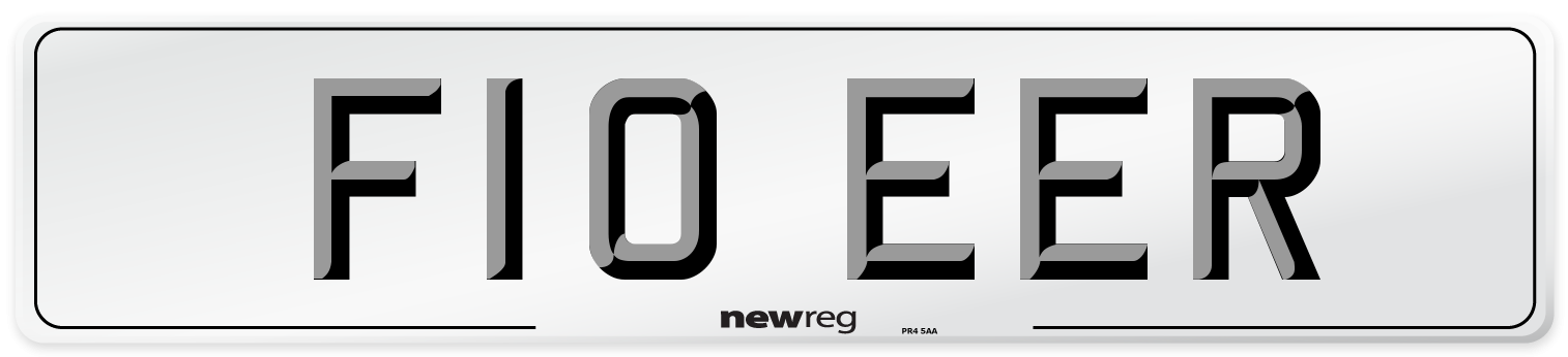 F10 EER Number Plate from New Reg